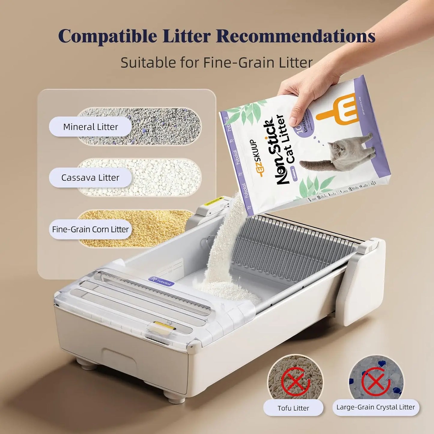 Non-Stick Cassava Cat Litter For Robotail Automatic Litter Box C32