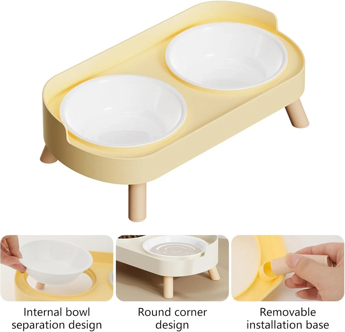 Elevated Pet Bowl Set With Raised Feeding Stand Splash Proof