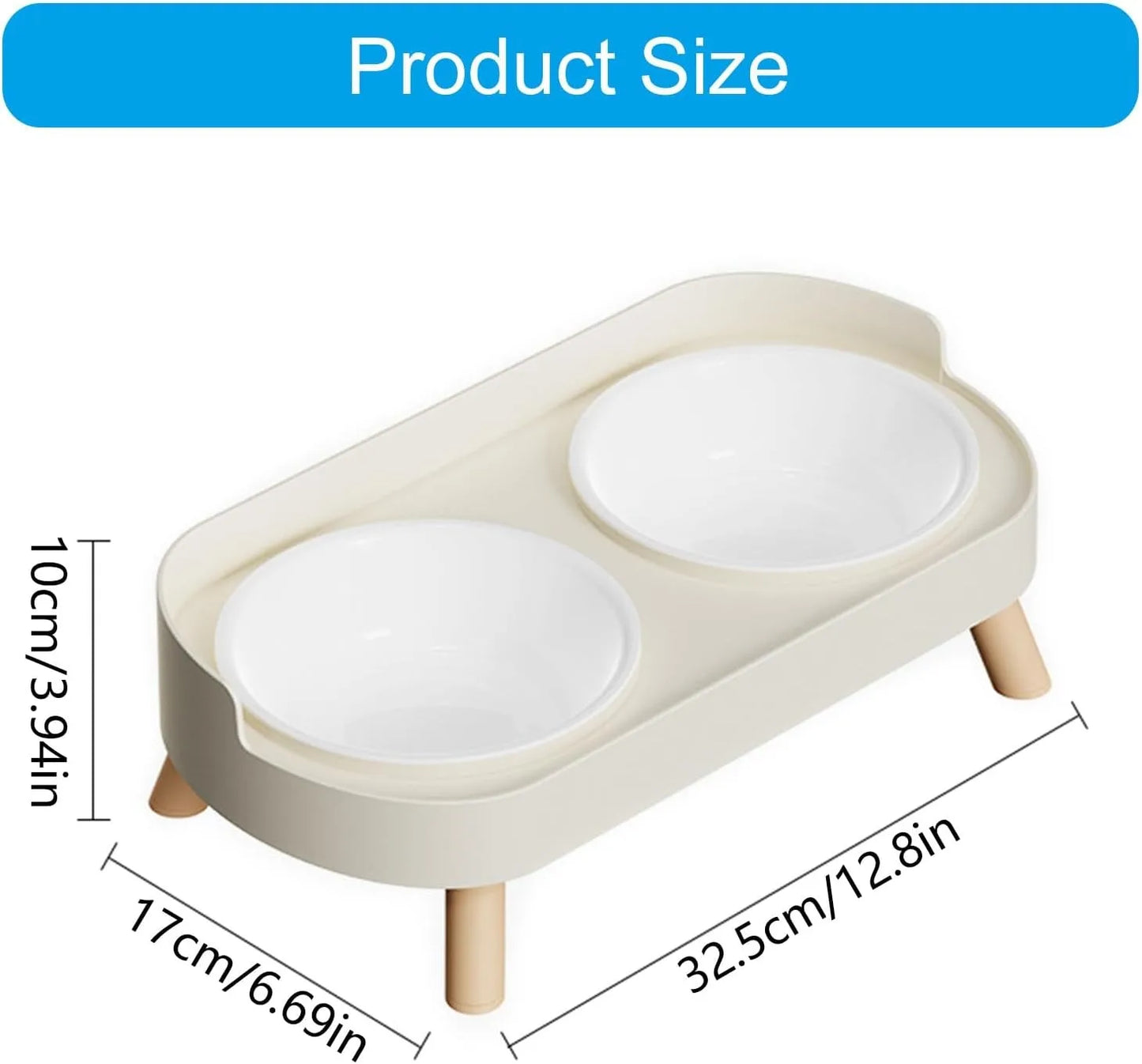 Elevated Pet Bowl Set With Raised Feeding Stand Splash Proof