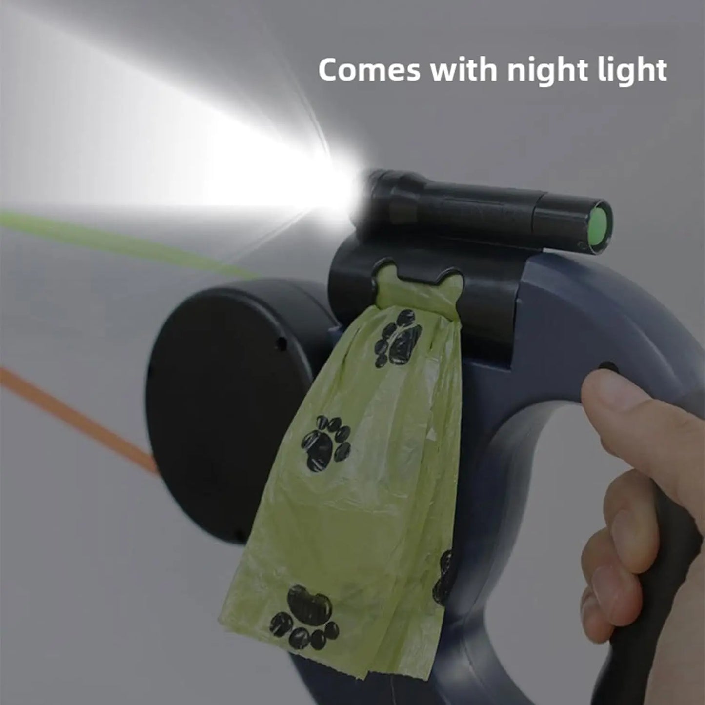 Double Ended Dog Leash Dual Head Nylon With Flashlight
