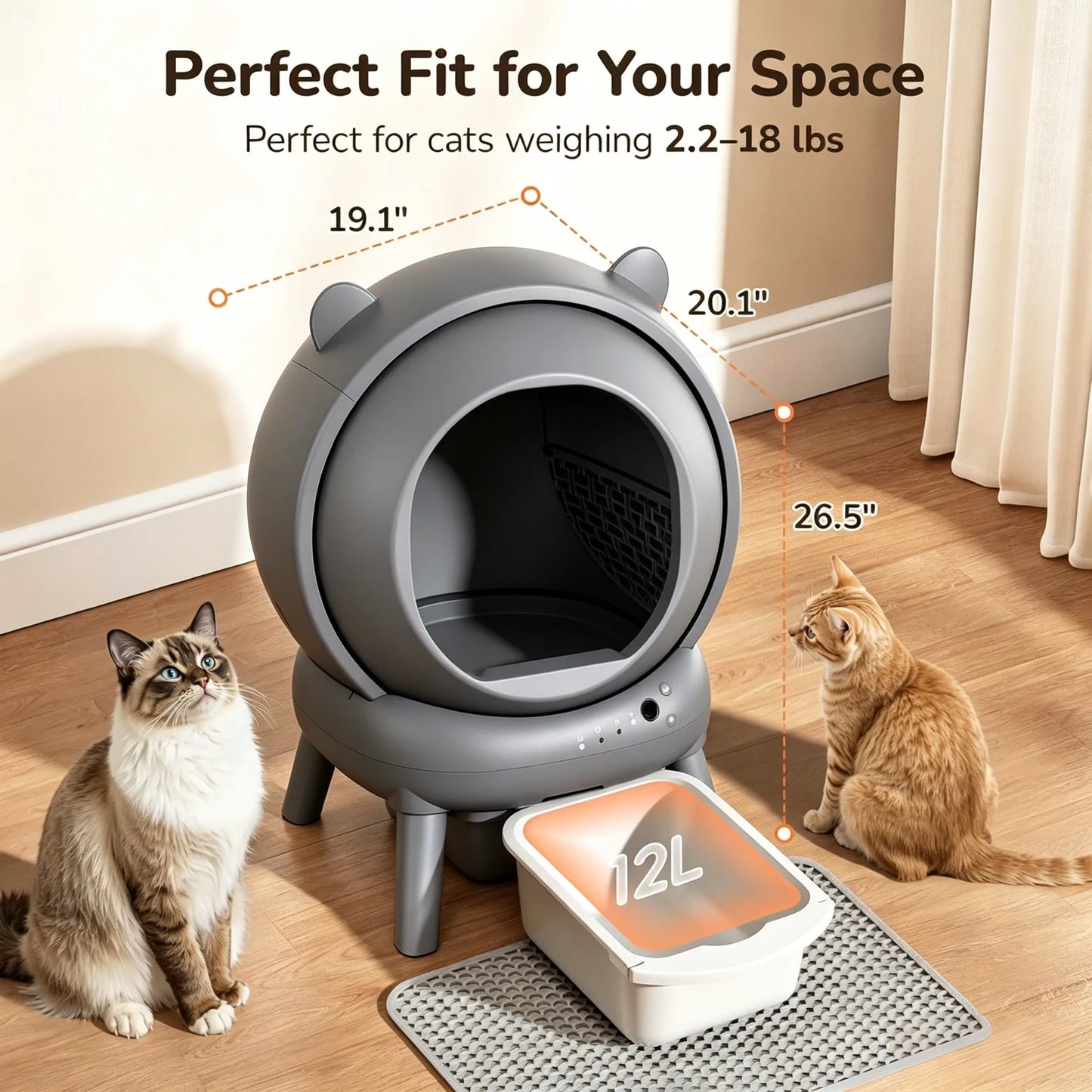Smart Self Cleaning Litter Box For Multiple Cats With App
