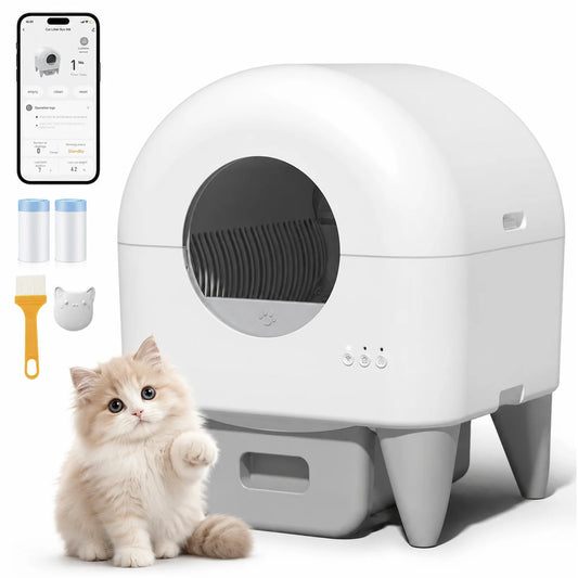 Automatic 95L Smart Cat Litter Box Self-Cleaning Enclosed Tray