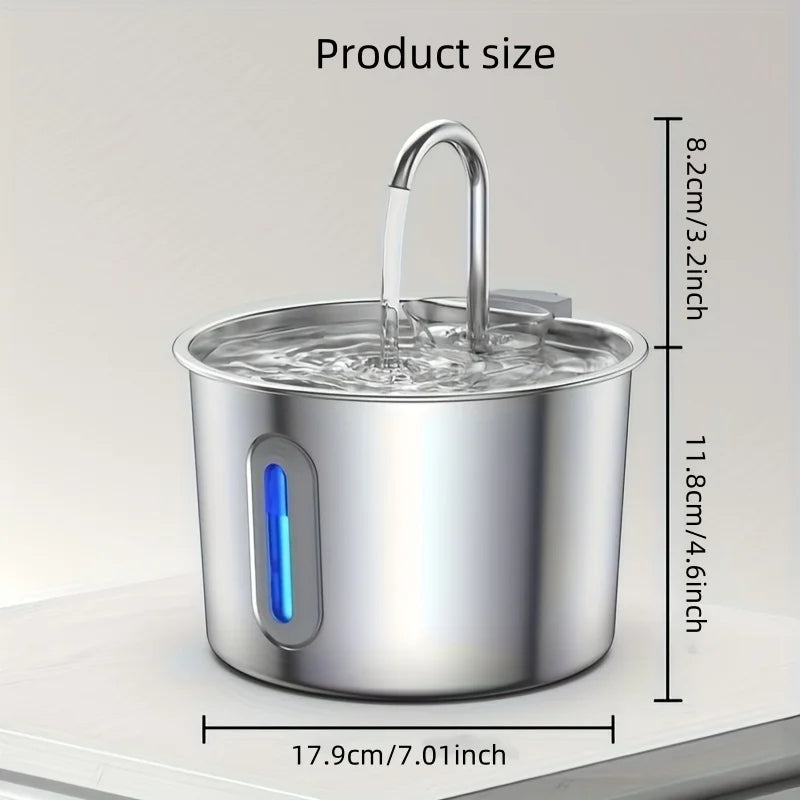 Stainless Steel Cat Water Fountain With Visual Water Level Window