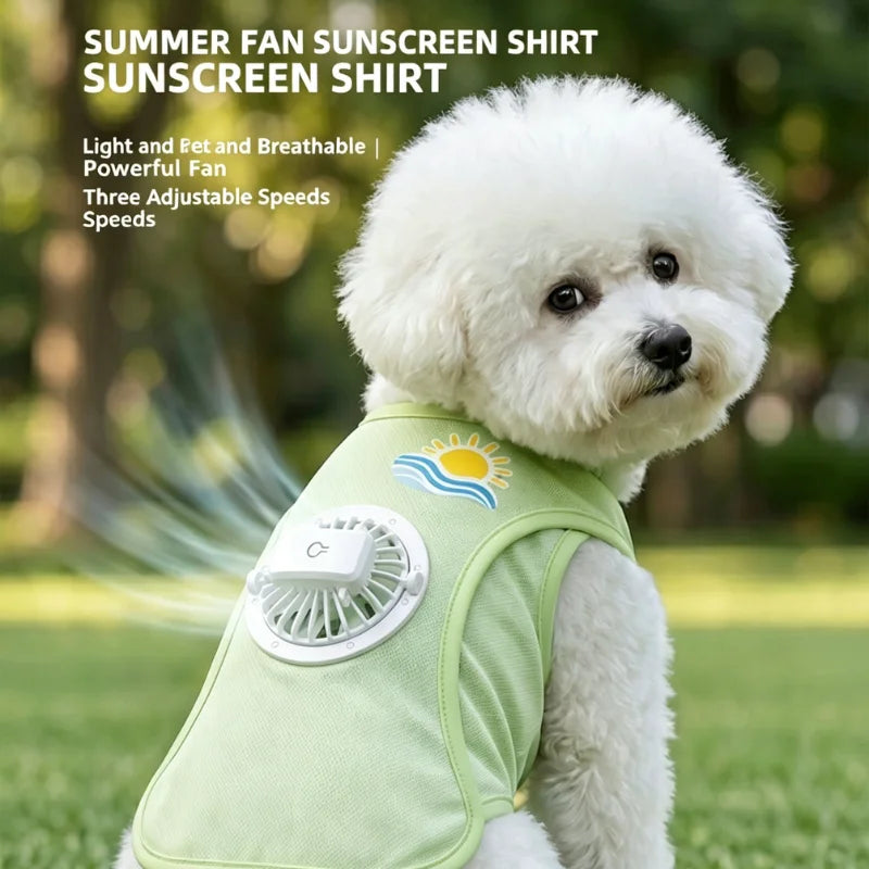 Detachable USB Fan Dog Cooling Vest With UV Protection