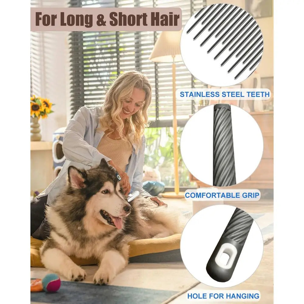 Dual Shape Pet Comb With Stainless Steel Teeth For Dogs And Cats