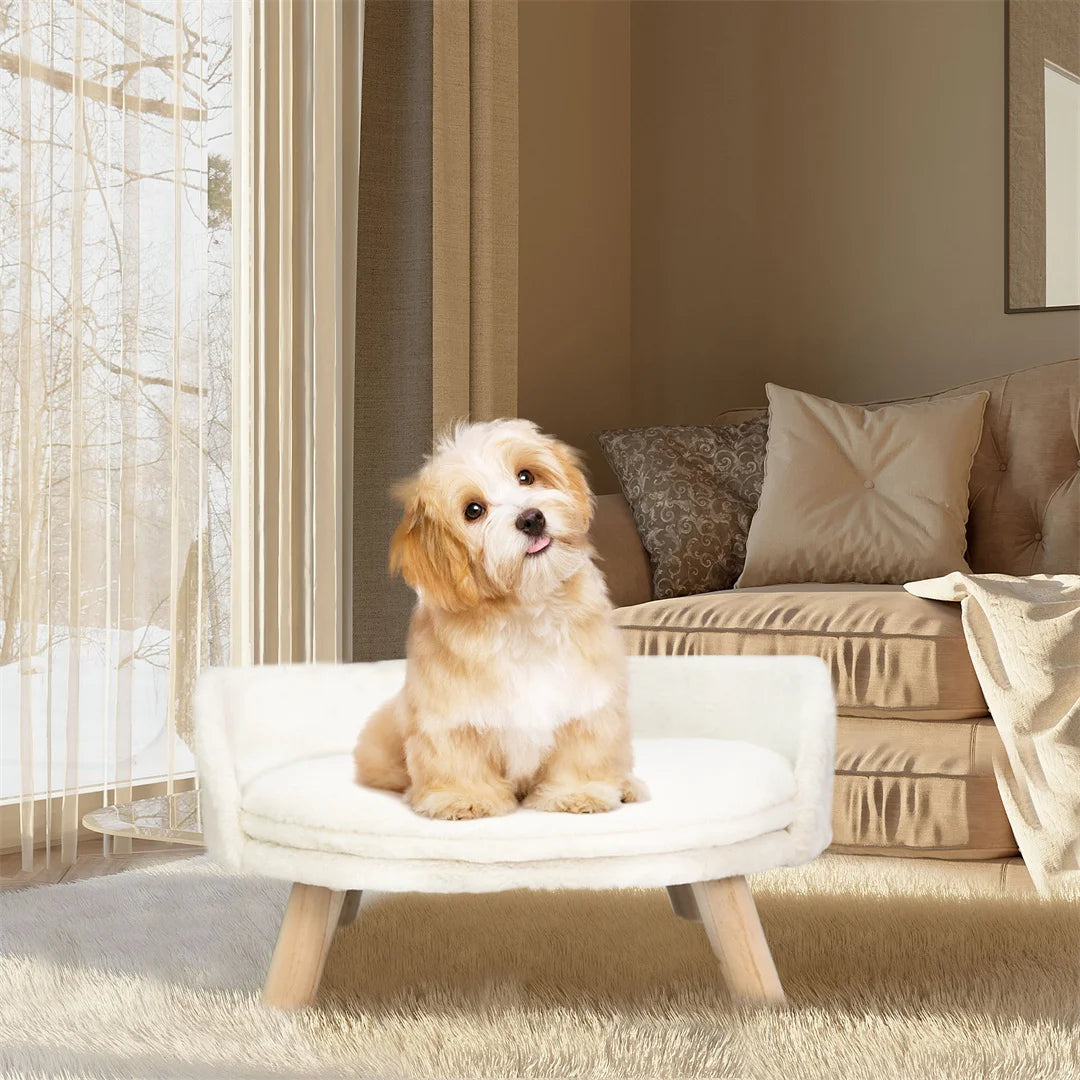 BINGOPAW Luxury Plush Cat Bed Nest Chair With Wood Legs