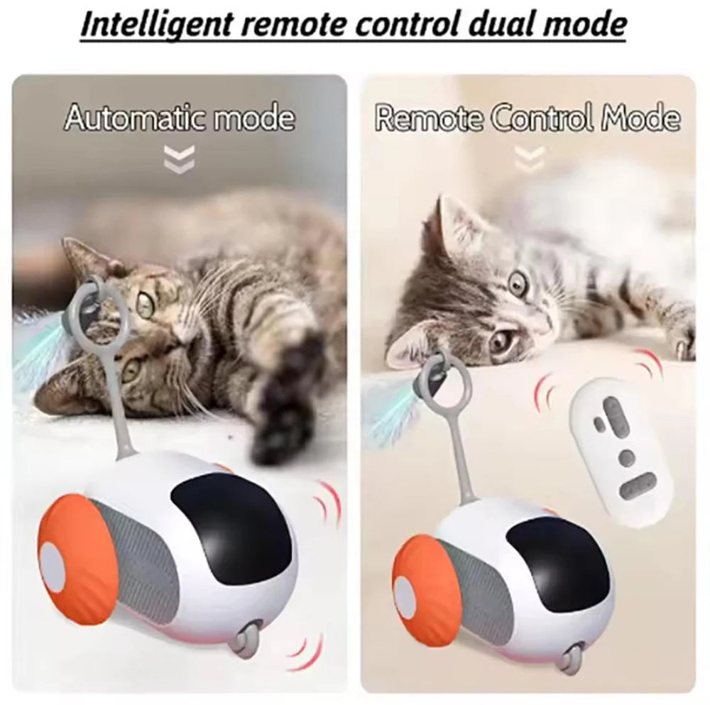 Smart Automatic Rolling Cat Toy Car With Remote Control