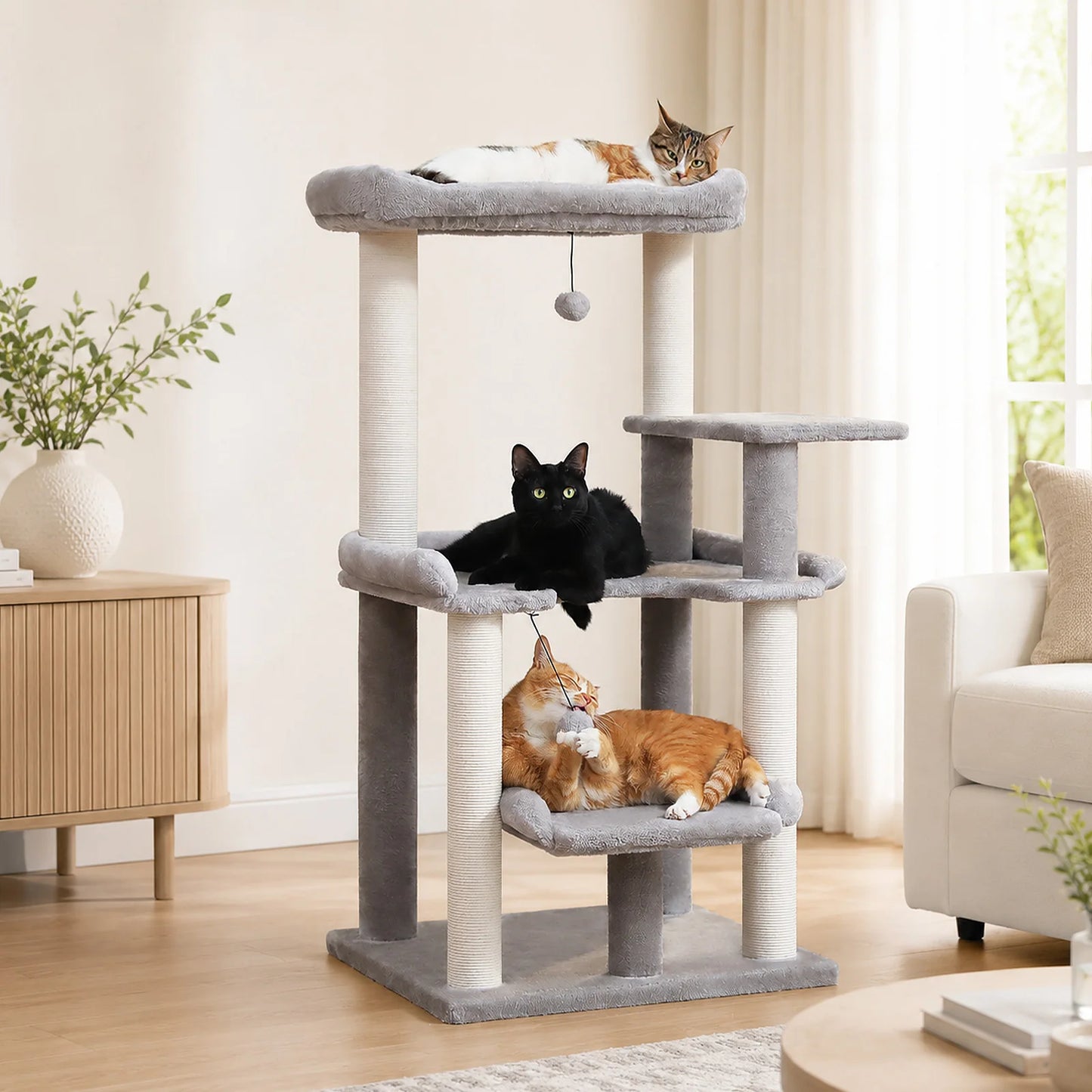 PAWZ Road Multi-Level Cat Tree With Sisal Scratching Posts And Top Perch