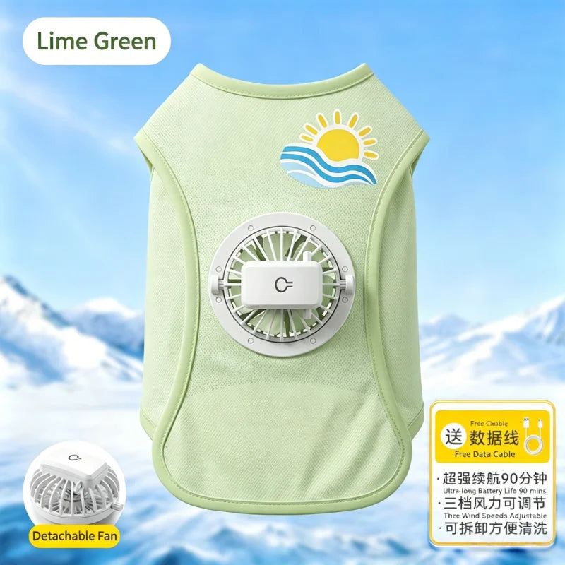 Detachable USB Fan Dog Cooling Vest With UV Protection