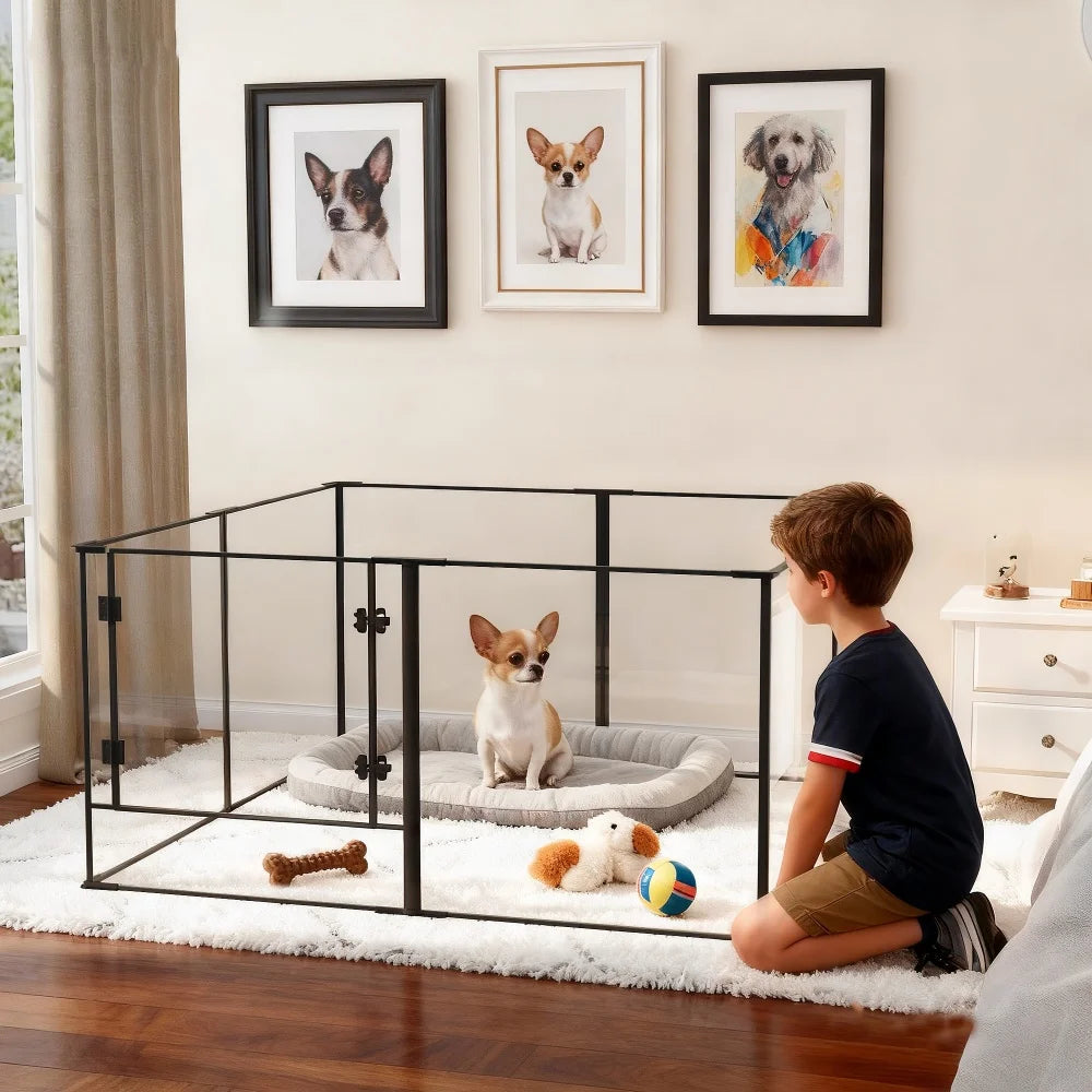 Borwart Acrylic Pet Playpen With Aluminum Frame For All Pets