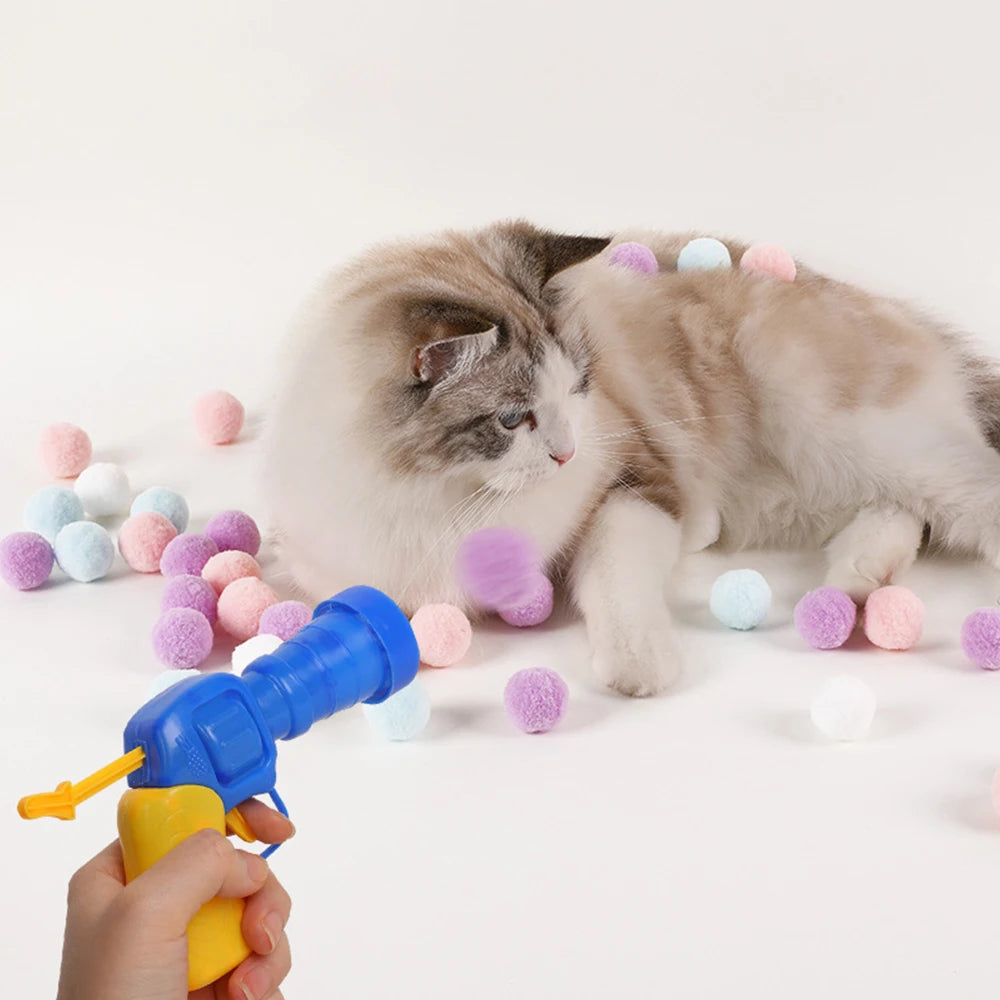 Premium Interactive Cat Plush Ball Shooting Toy Launcher