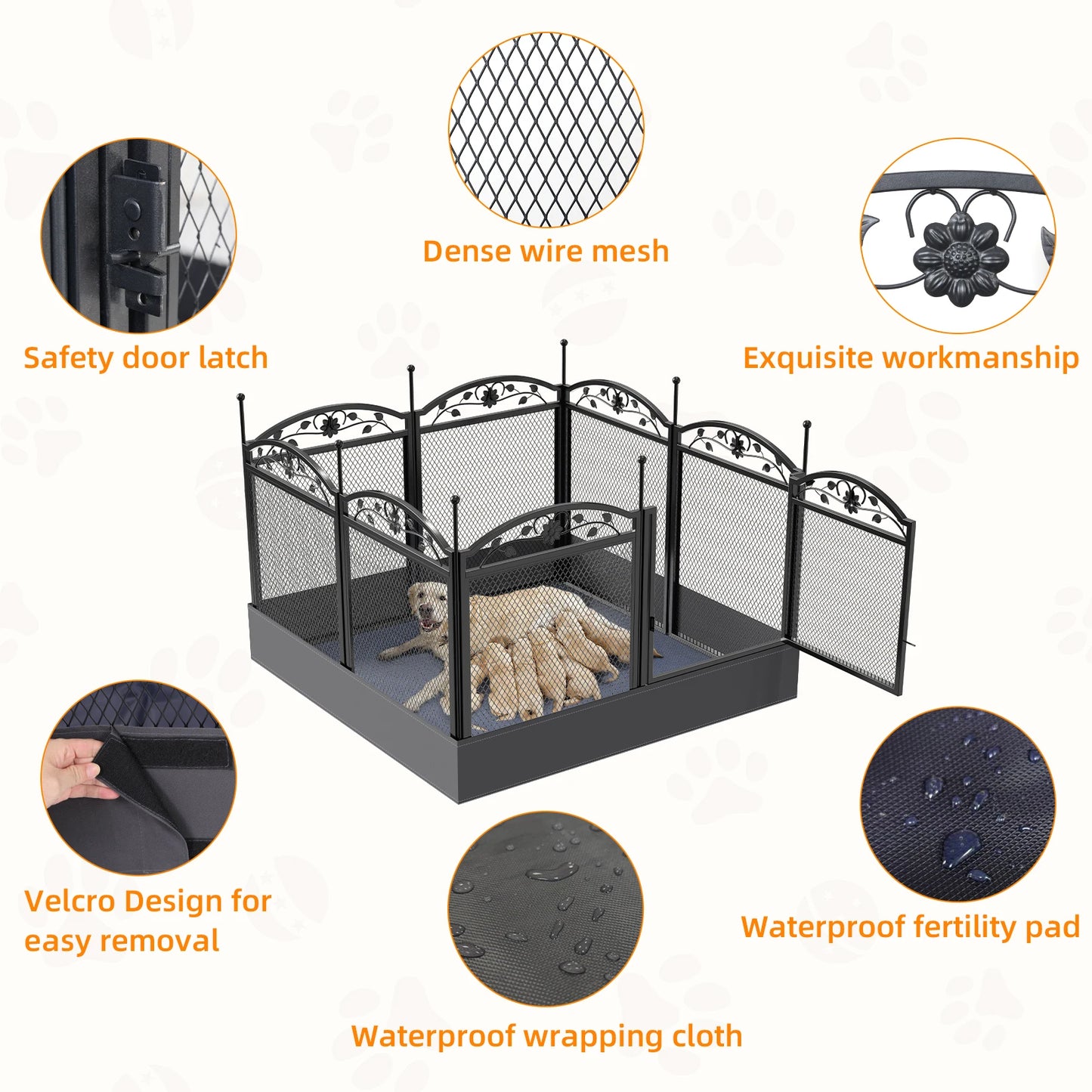 Borwart Heavy Duty Dog Playpen With Eight Panel Whelping Fence