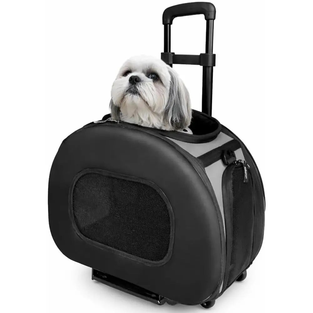 Hardshell Airline Approved Wheeled 2in1 Cat Dog Carrier Travel Kennel