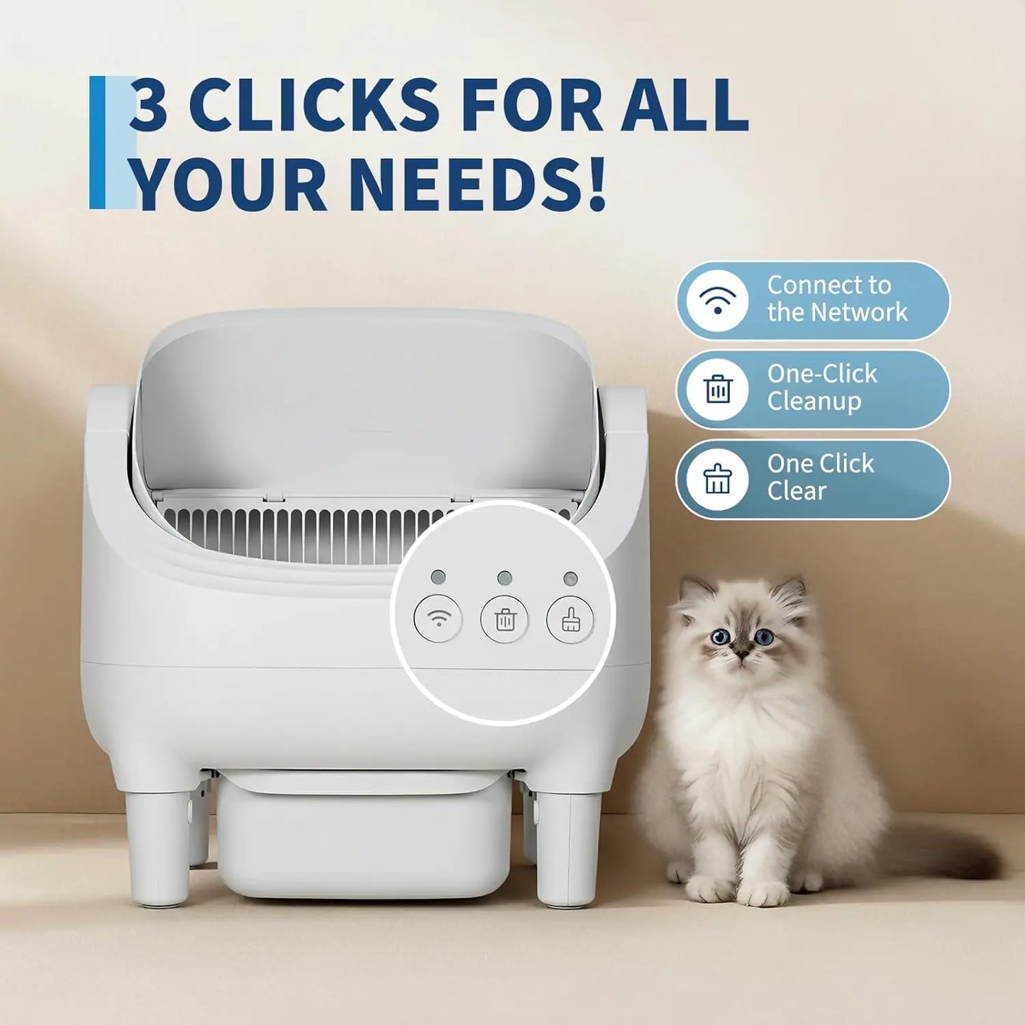 HiMISS APP Controlled Self Cleaning Cat Litter Box