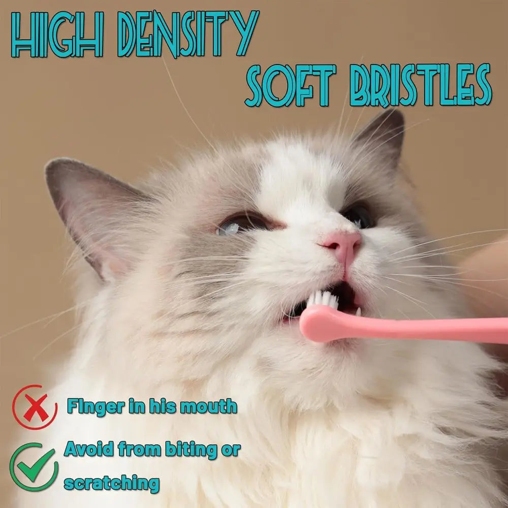 Pet Toothbrush Set for Dogs and Cats, Multi Angle Bristles