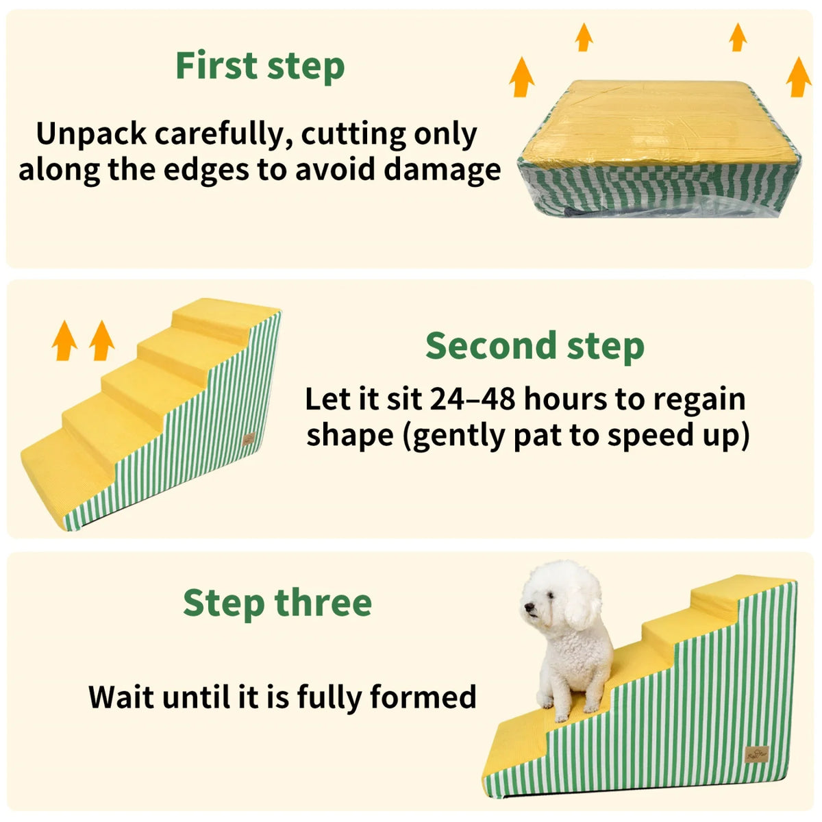3 to 5 Step Dog Stairs for Bed and Sofa with Foam Ramp