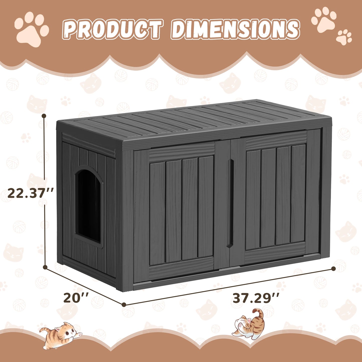 Weatherproof Resin Cat House With Double Doors And Lounge Top