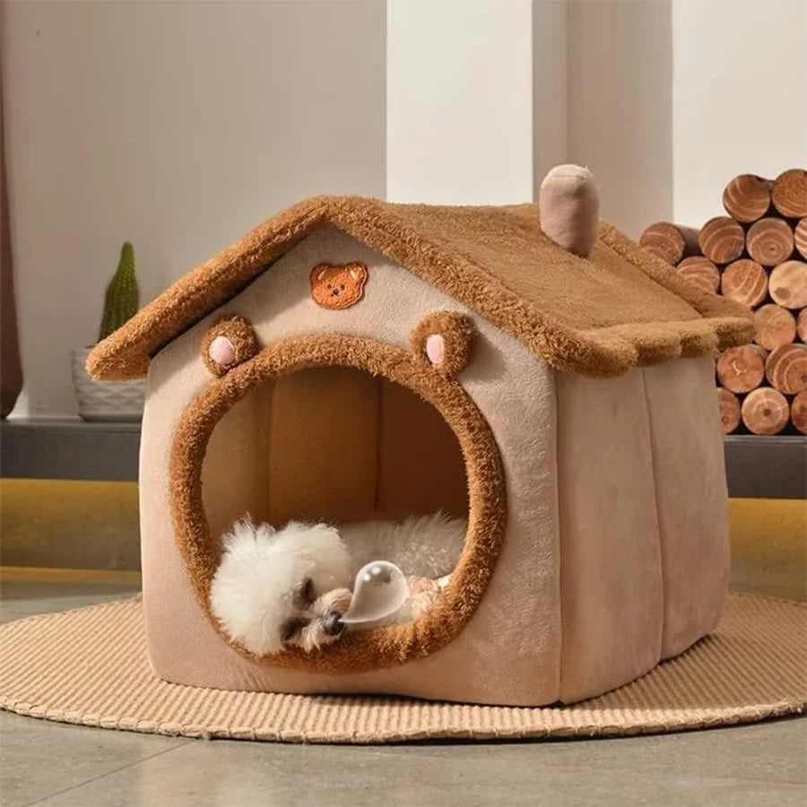 Foldable Pet House Removable Washable Cat And Small Dog Bed