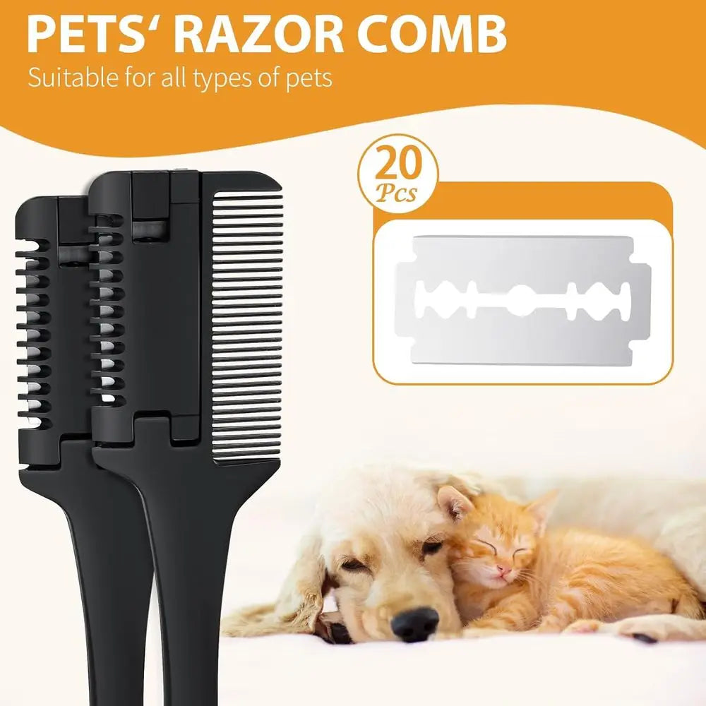 Grooming Two Combs for Dogs and Cats With Twenty Blades
