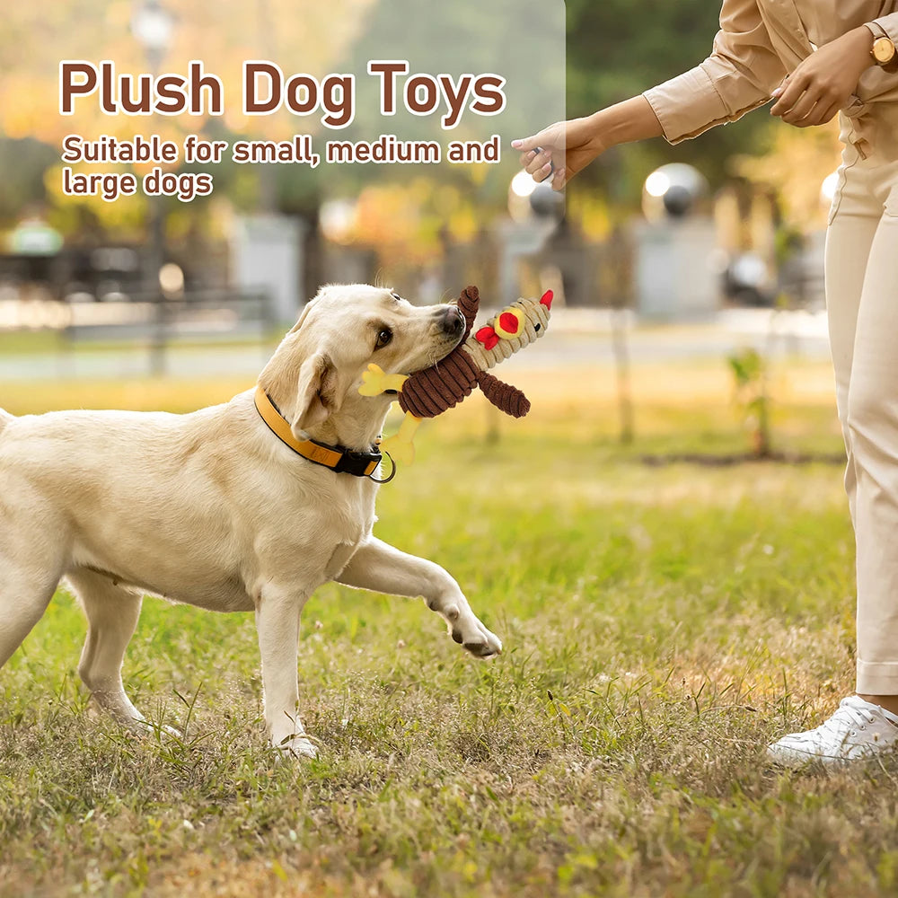 5 Pack Plush Dog Toys Squeaky Chew Bundle For Dogs