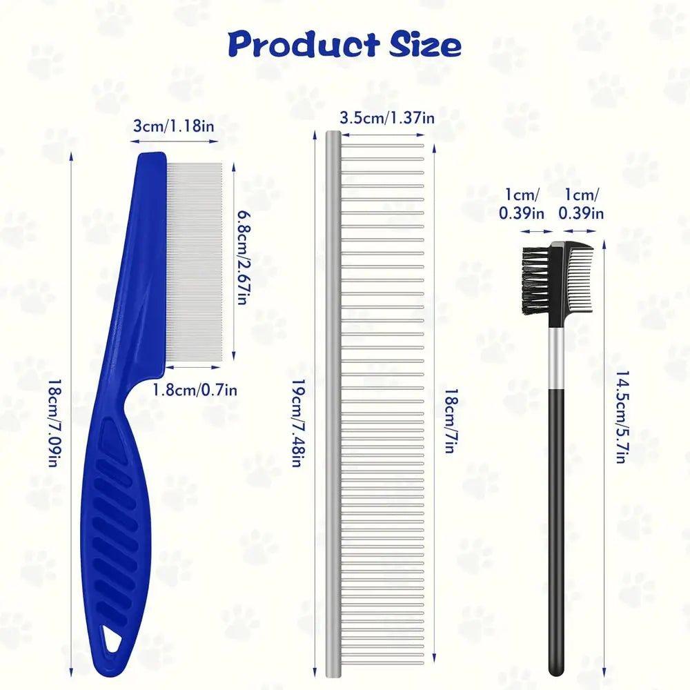 Stainless Steel Pet Grooming Comb Set for Tangles 7 Pack