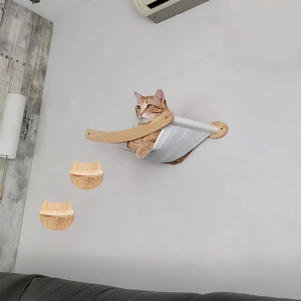 CWV Wall Mounted Cat Climbing Platform With Hammock Sisal Rope
