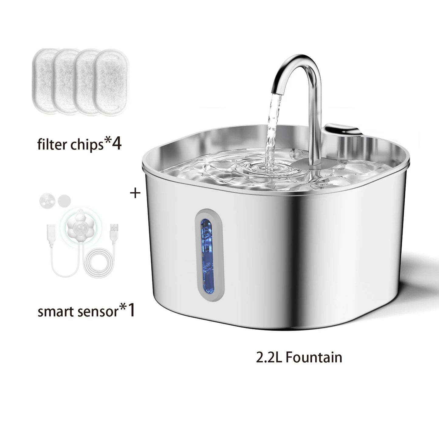 Automatic Stainless Steel Pet Water Fountain With Window