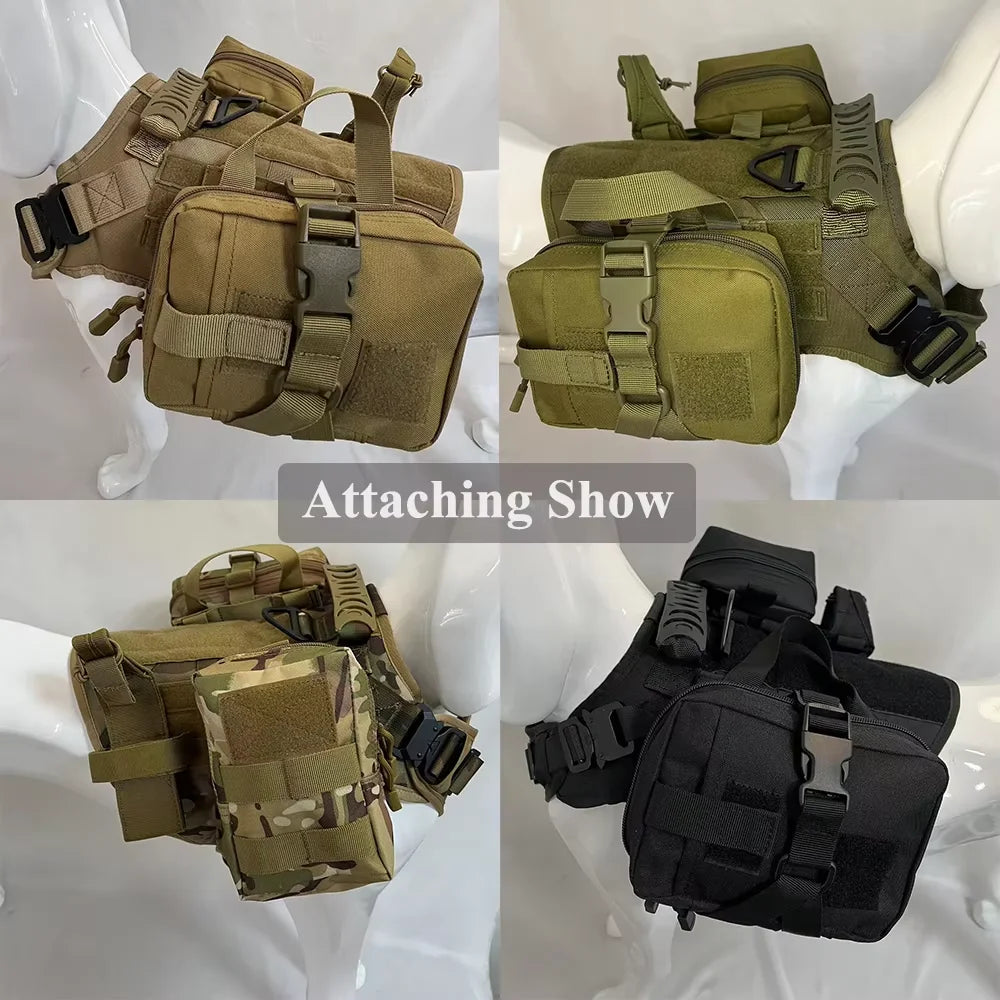 Dog Tactical Bags Set With Molle Pouches For Harness Training
