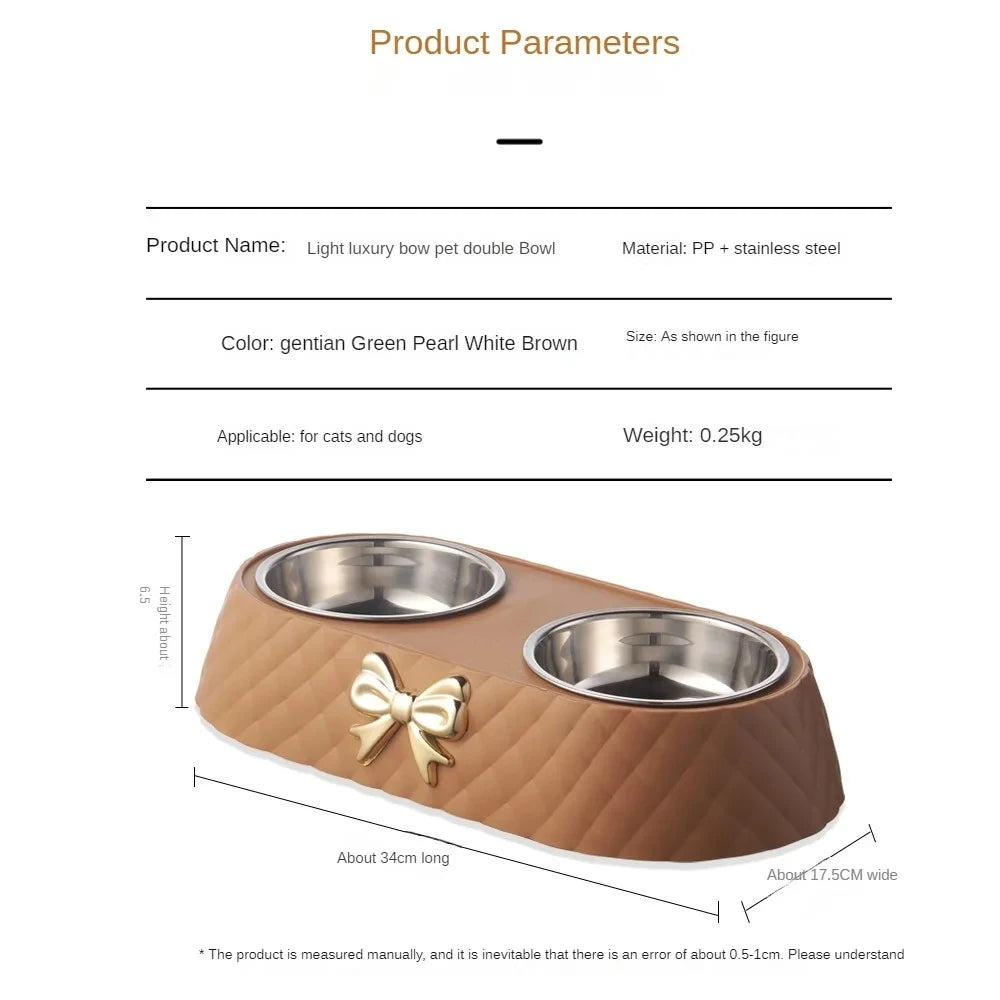 Durable Dual Pet Feeding Bowls With Stainless Steel Bowls