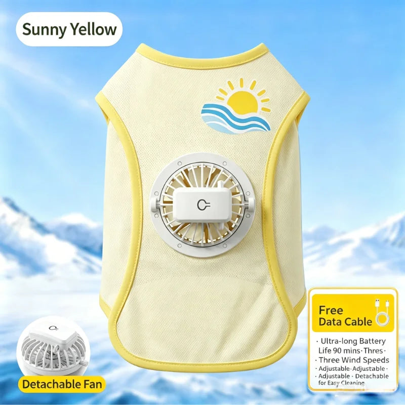Detachable USB Fan Dog Cooling Vest With UV Protection