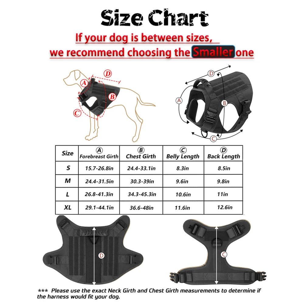 Tactical Dog Harness With Molle Pouches For Medium To Large Dogs
