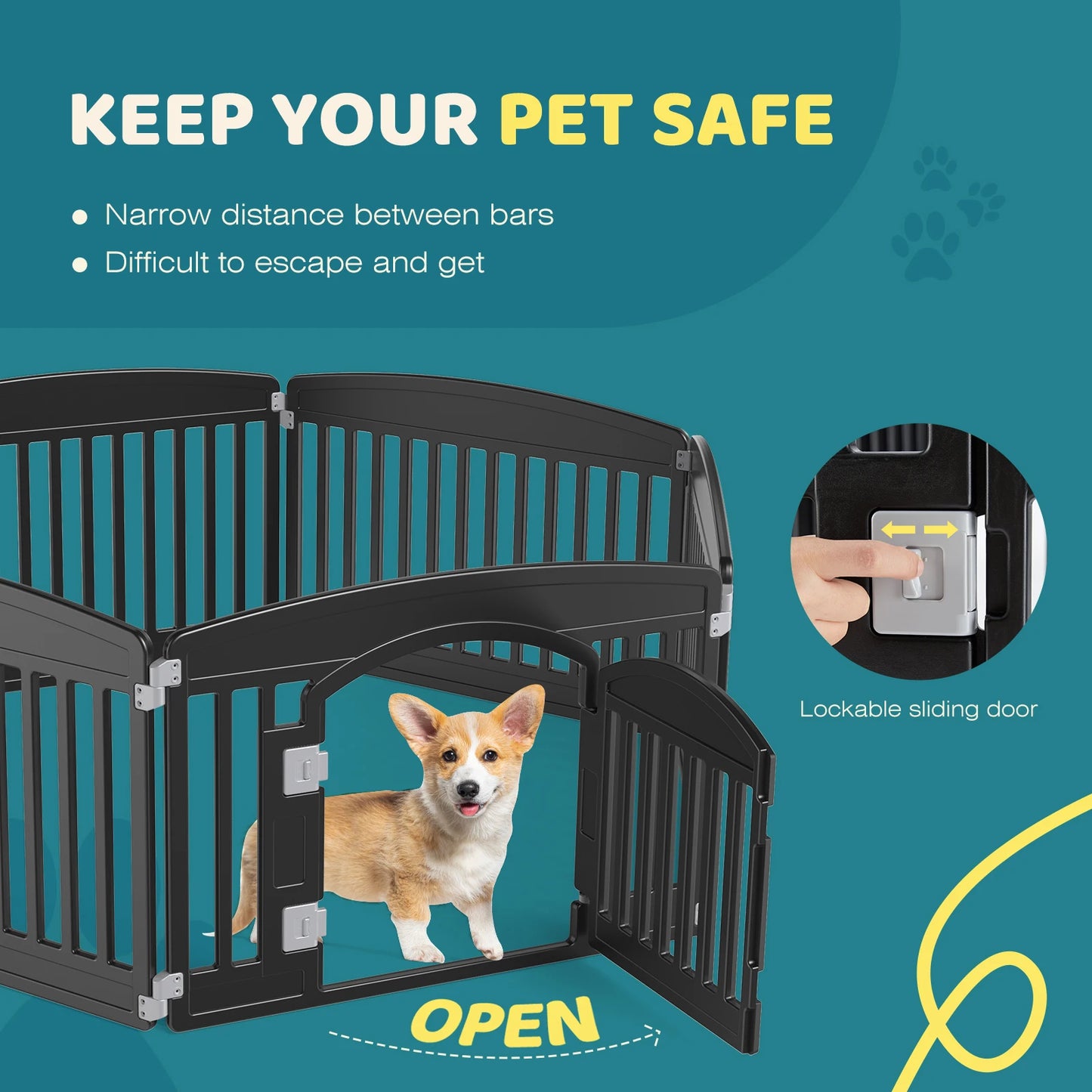 JHK Plastic Expandable Dog Playpen For Indoor And Outdoor Use