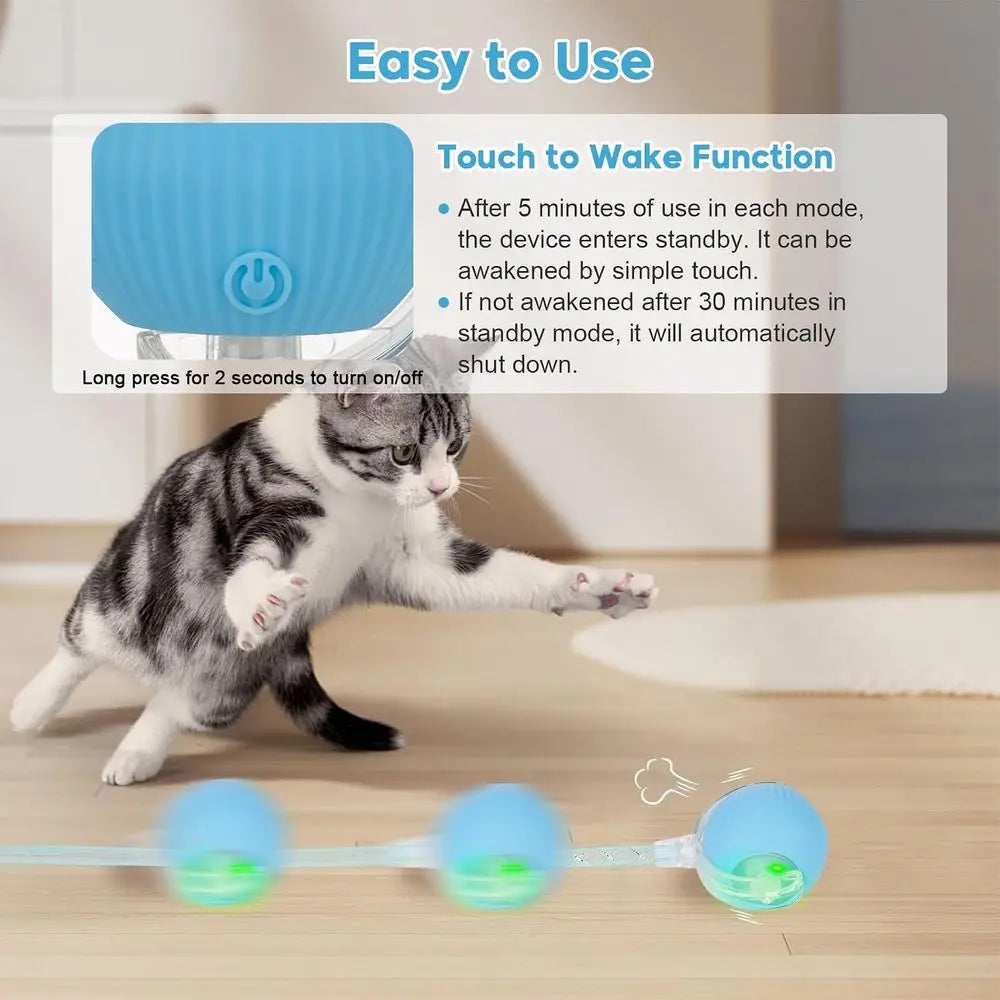 Active Enrichment Cat Toy With Elastic Tail And Automatic Rolling
