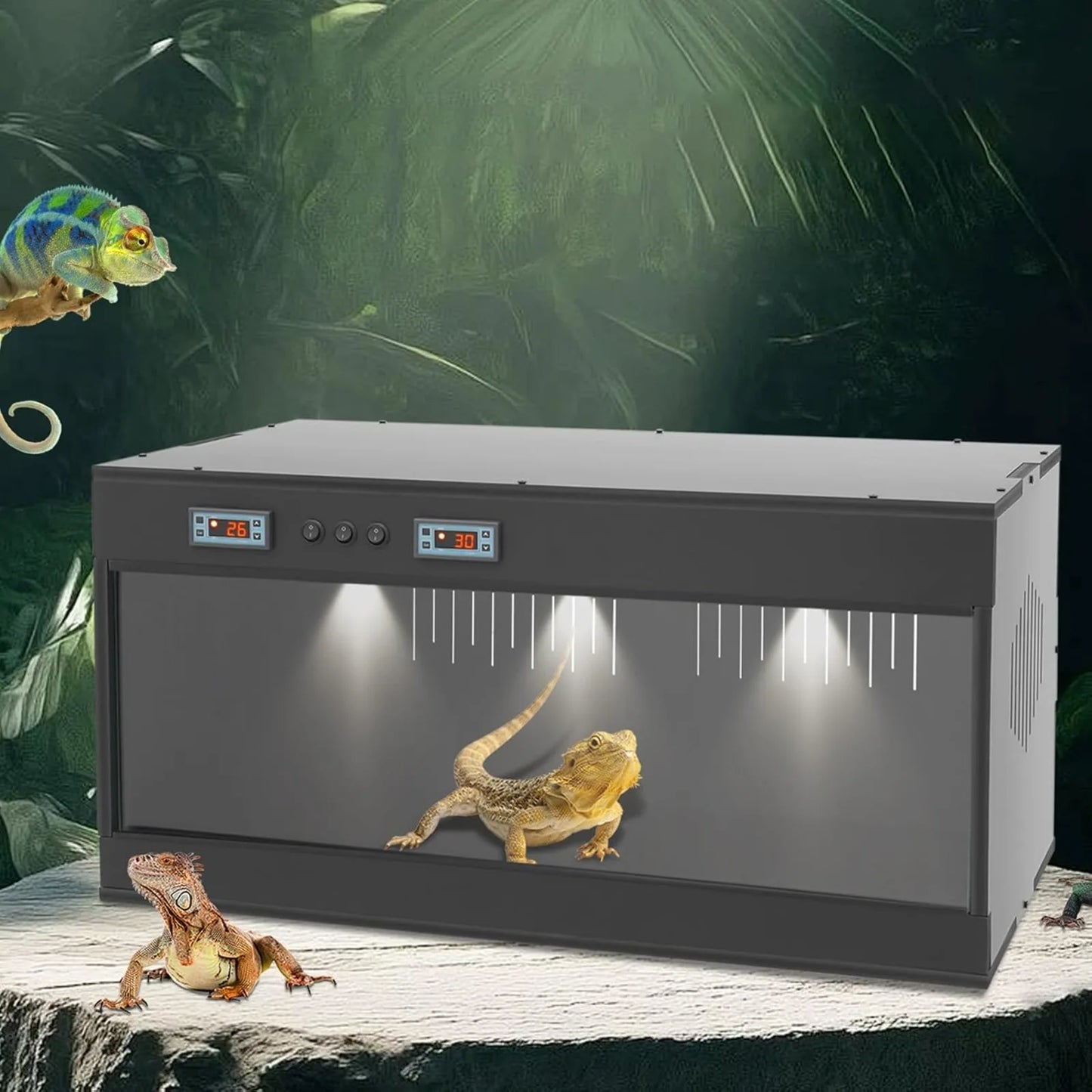 PVC Reptile Tank With Glass Sliding Door Dual Temperature Controller