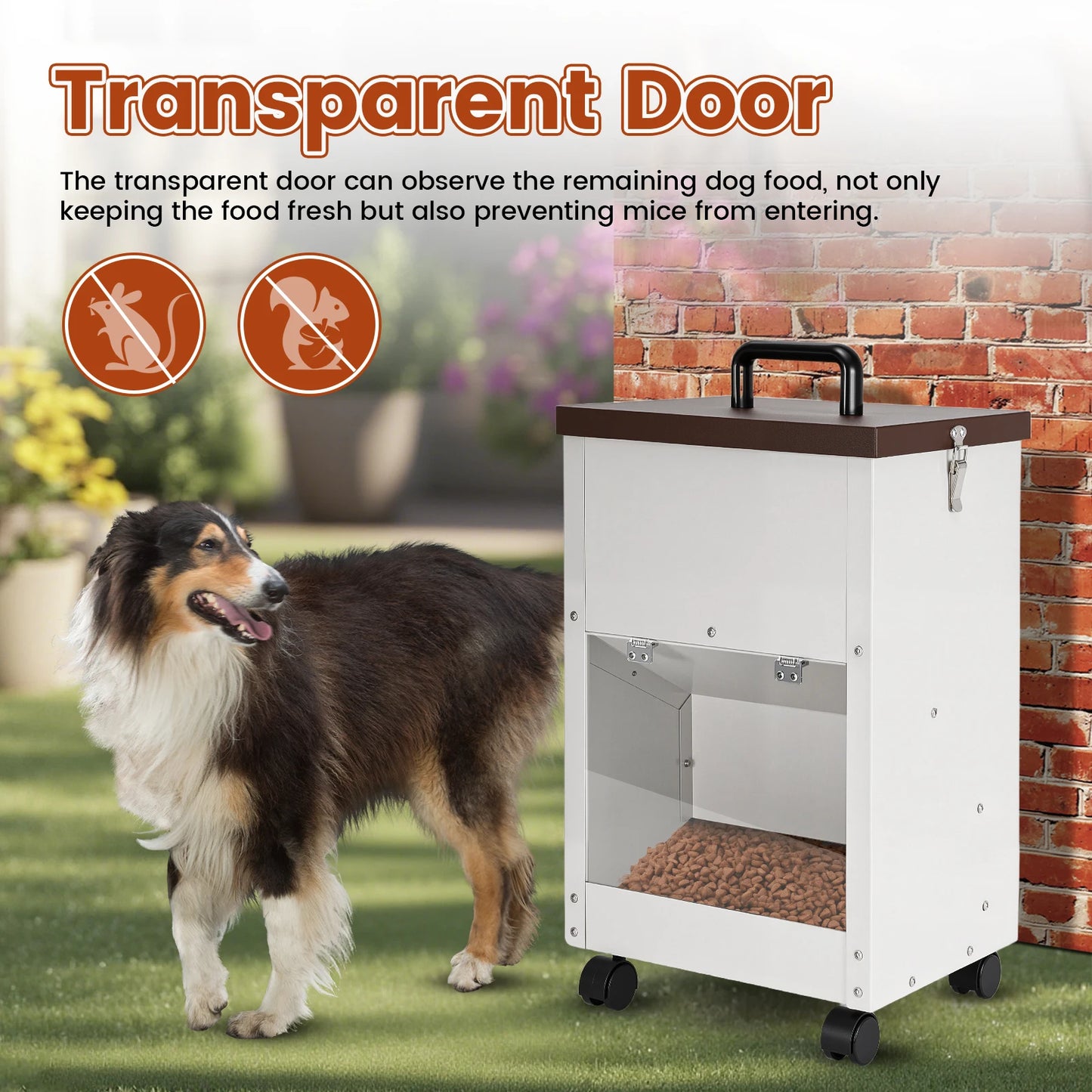 Large Capacity Automatic Pet Dog Feeding Dispenser With Wheels