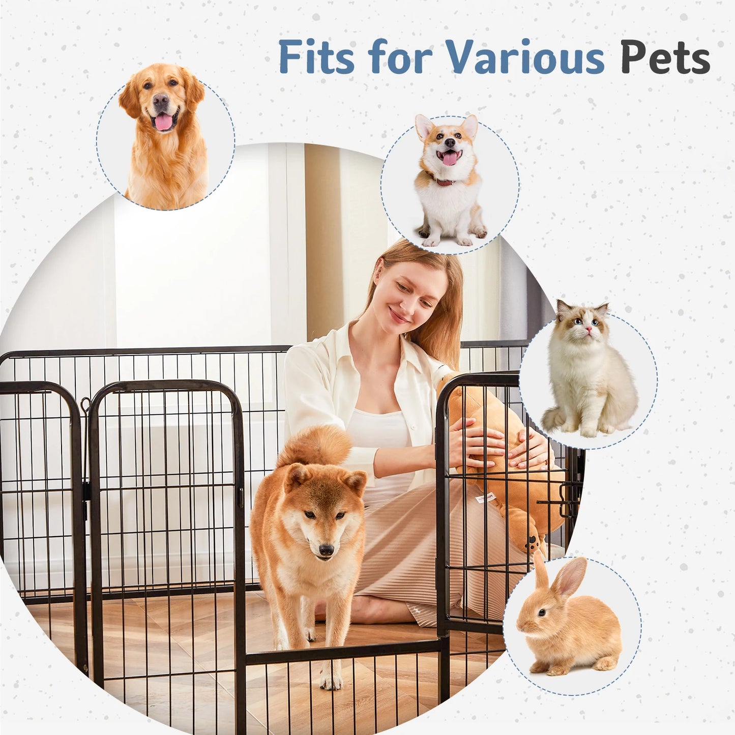 JHK Foldable Metal Dog Playpen For Indoor Outdoor Exercise