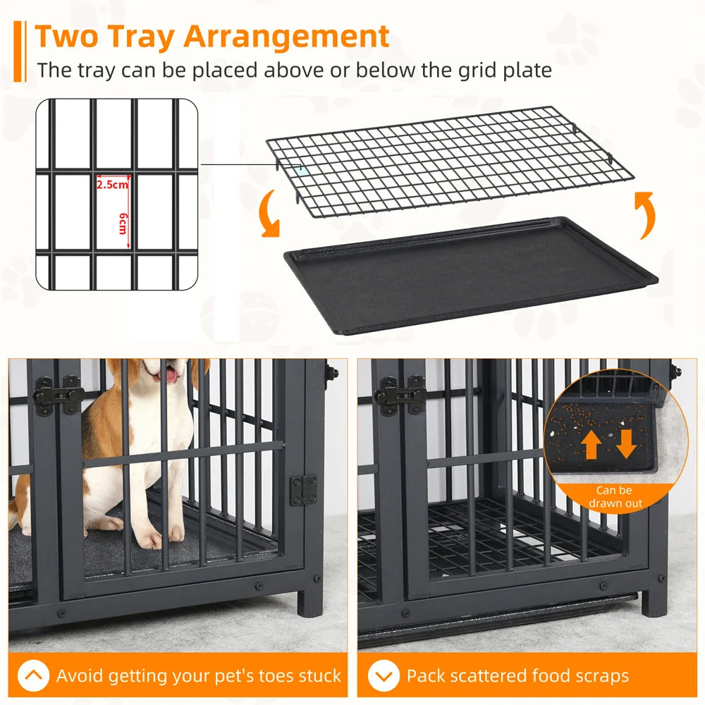 BORWART Wooden Dog Crate End Table Kennel With 3 Doors
