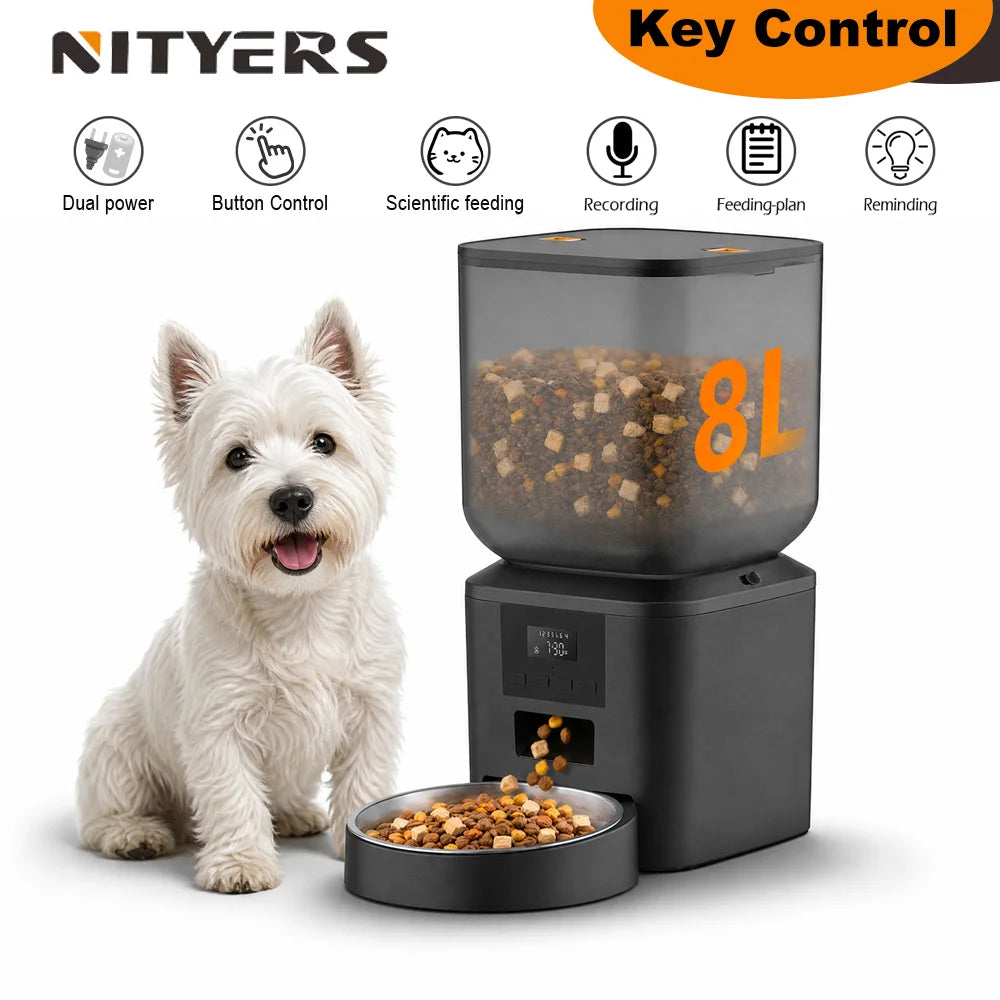 NITYERS Automatic Pet Feeder With Voice Recorder And Timed Feeding