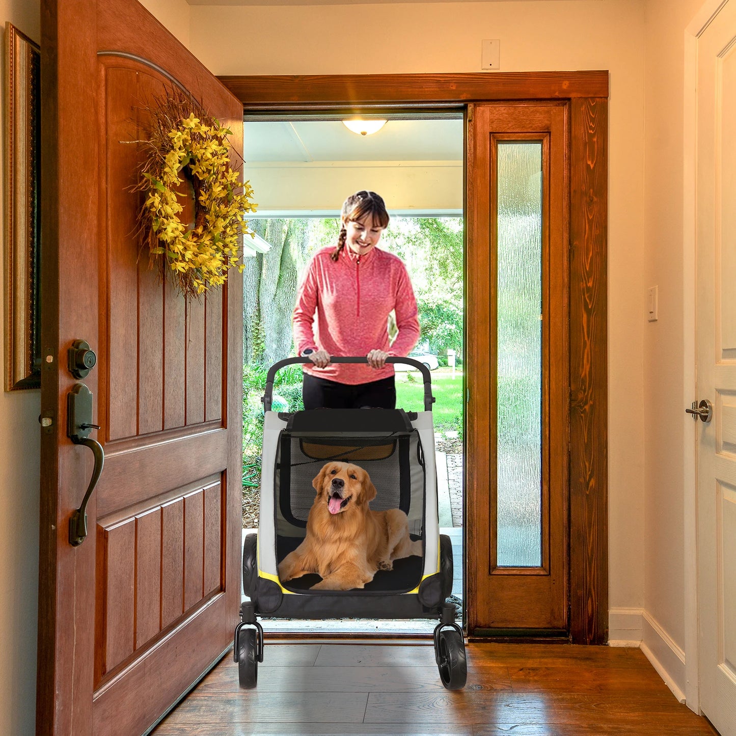 Dog Stroller for Two Dogs Foldable Pet Pram with Wheels