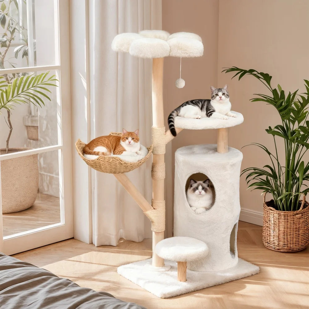 Borwart Double Tier Cat Tree Scratching Post and Activity Center