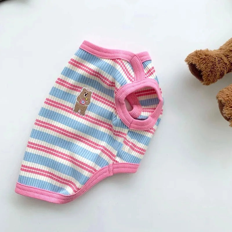 Korean Style Summer Cotton Bear Print Dog Vest Shirt
