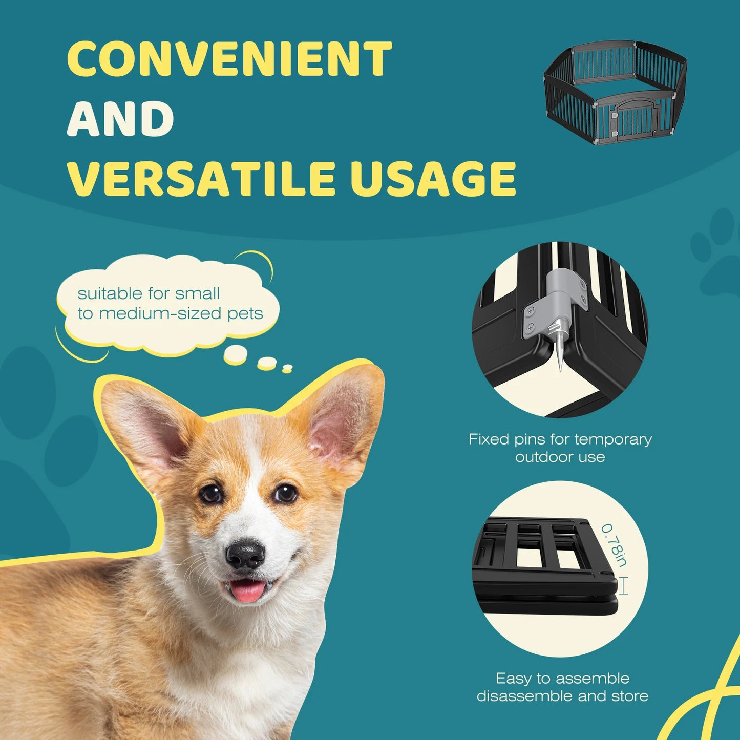 JHK Plastic Expandable Dog Playpen For Indoor And Outdoor Use