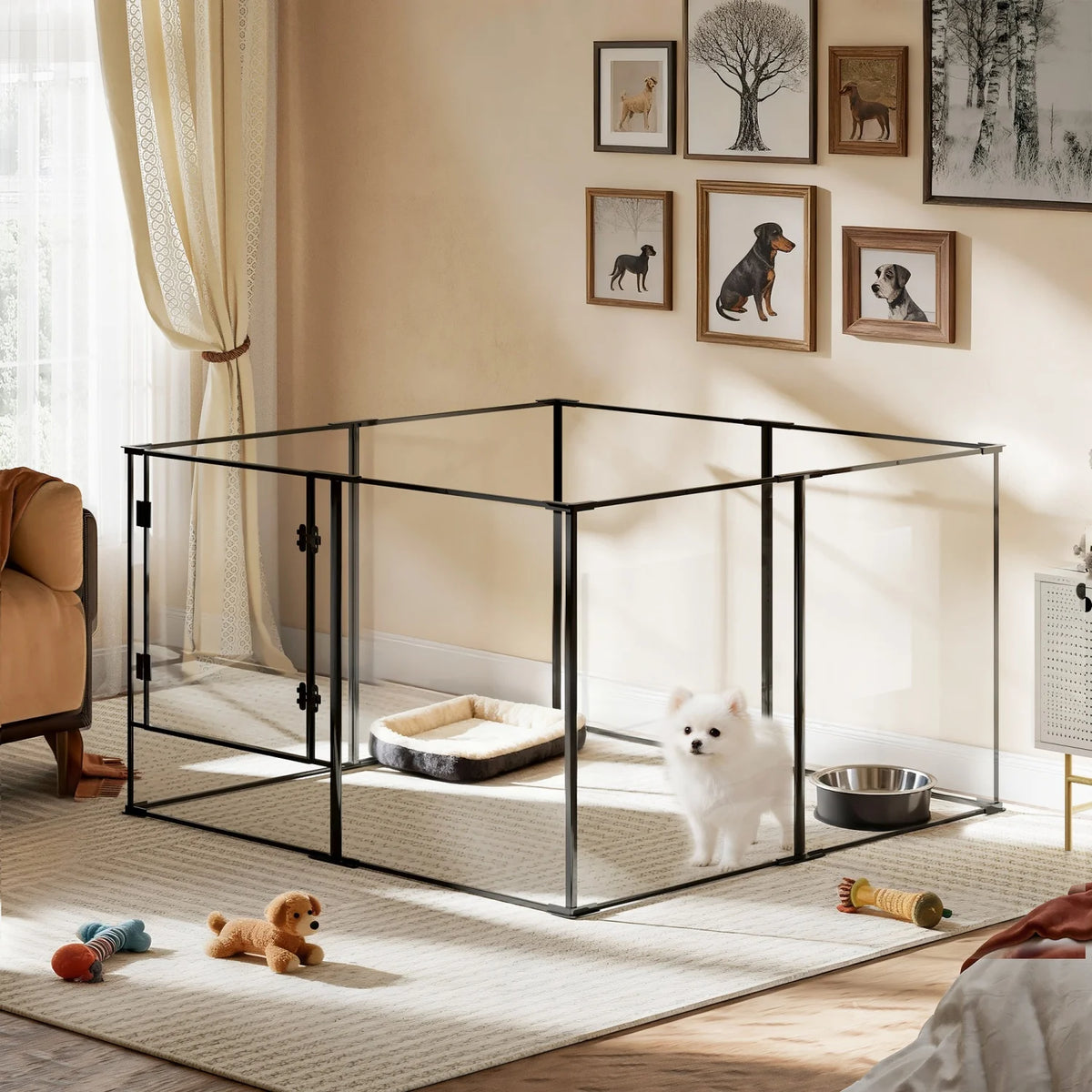 BINGOPAW 8 Panel Clear Acrylic Dog Playpen For Small Animals