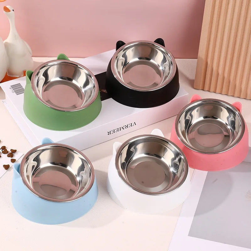 Stainless Steel Cat Bowl With Non-Slip Base And 15-Degree Tilt