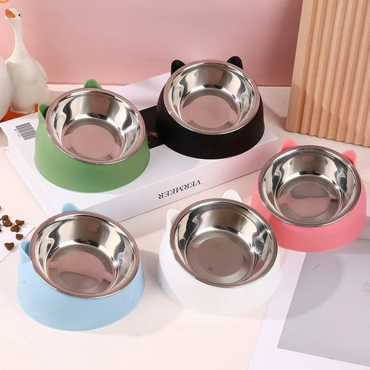 Stainless Steel Cat Bowl With Non-Slip Base And 15-Degree Tilt