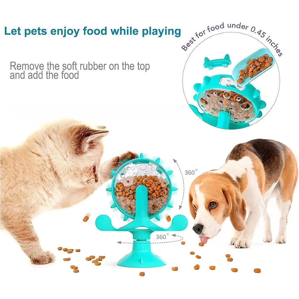 Interactive Cat Treat Dispenser Toy With 360 Degree Windmill