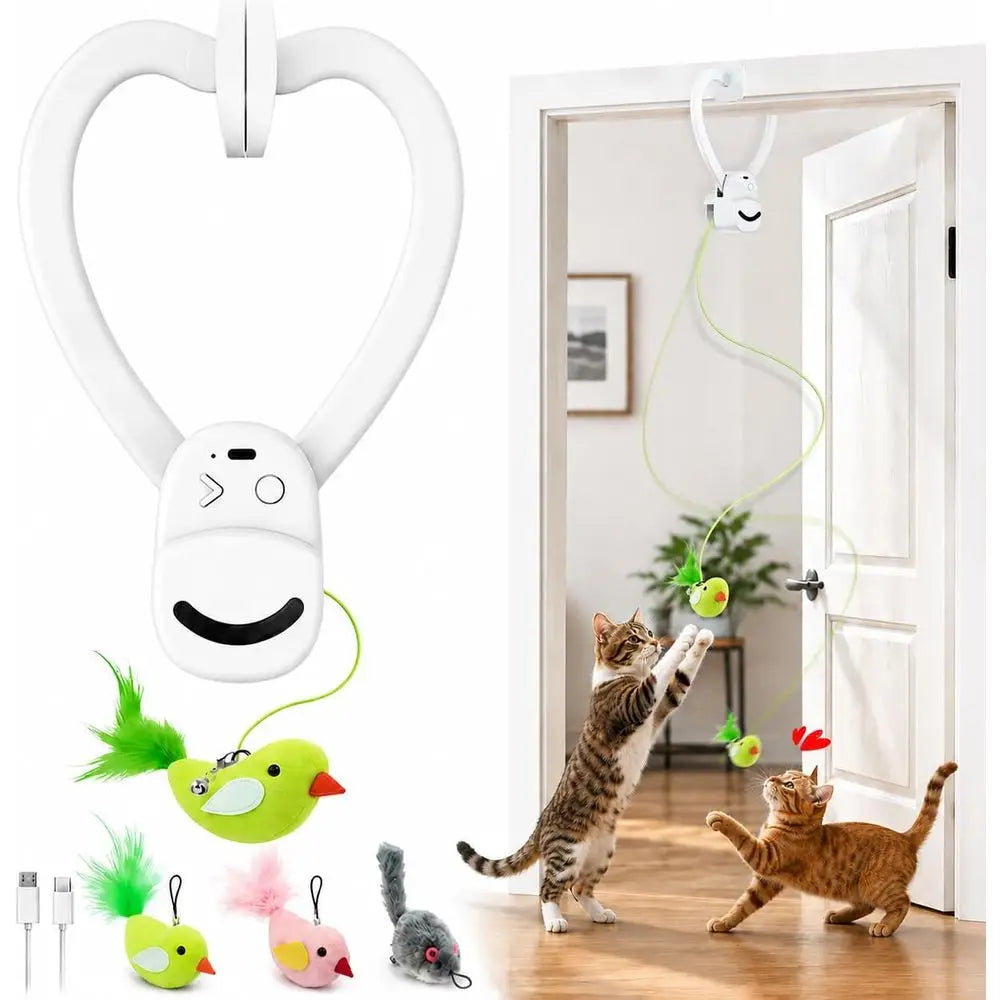 Indoor Cat Toy USB Rechargeable Automatic Bird Wand Chase
