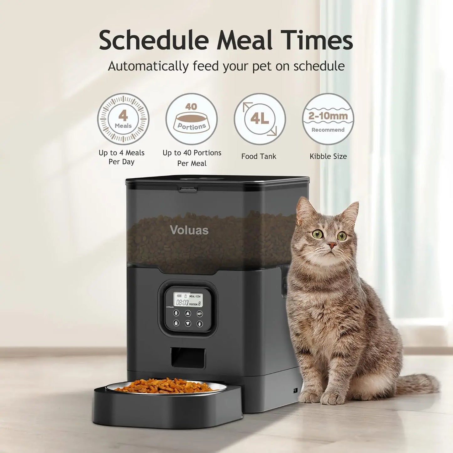 Automatic Cat Feeder With Timer For 4 Meals Per Day