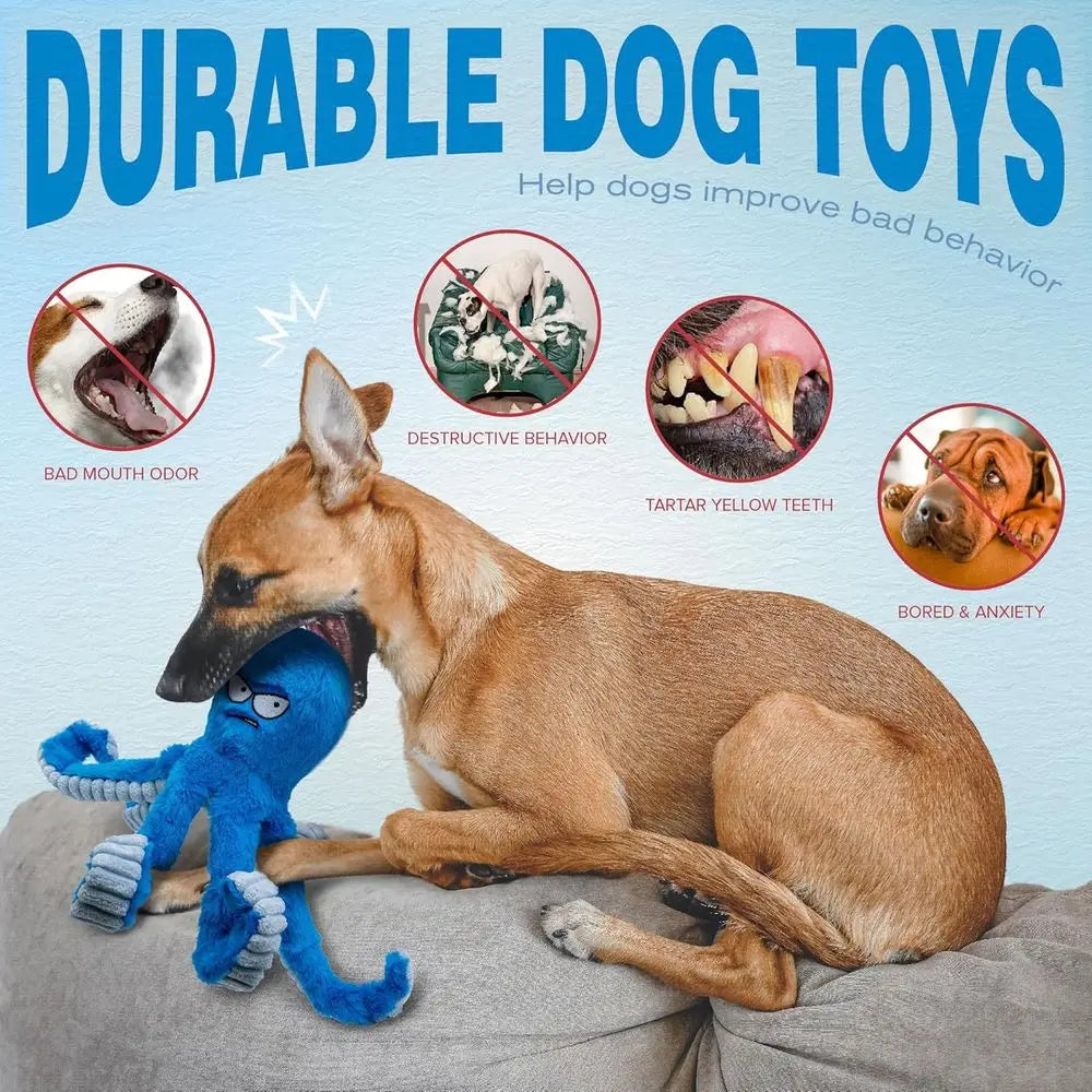 Tough Dog Toys Squeaky Tug War Interactive Chew Toy Crinkle