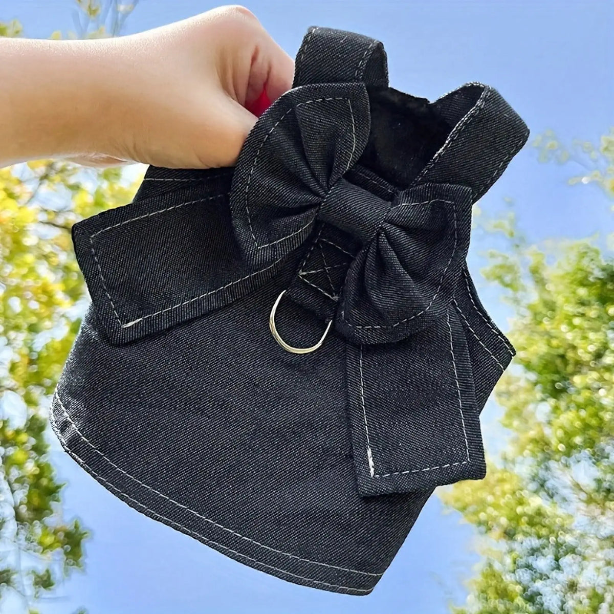 Denim Style Pet Dress Harness For Pugs And Teddy Dogs